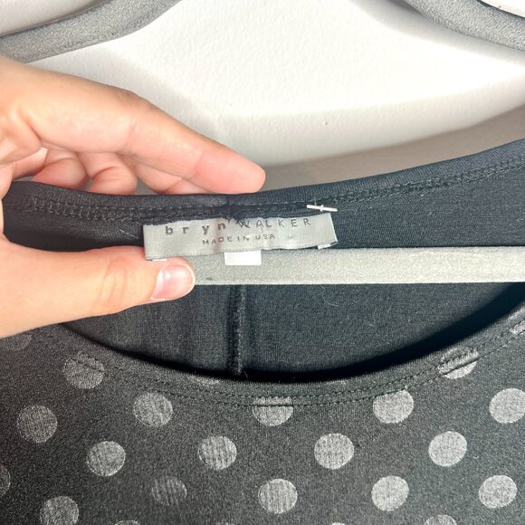 Bryn Walker Jacquard Polka Dot Print Oversized Lagenlook Top Asymmetrical Hem XL - Picture 2 of 5